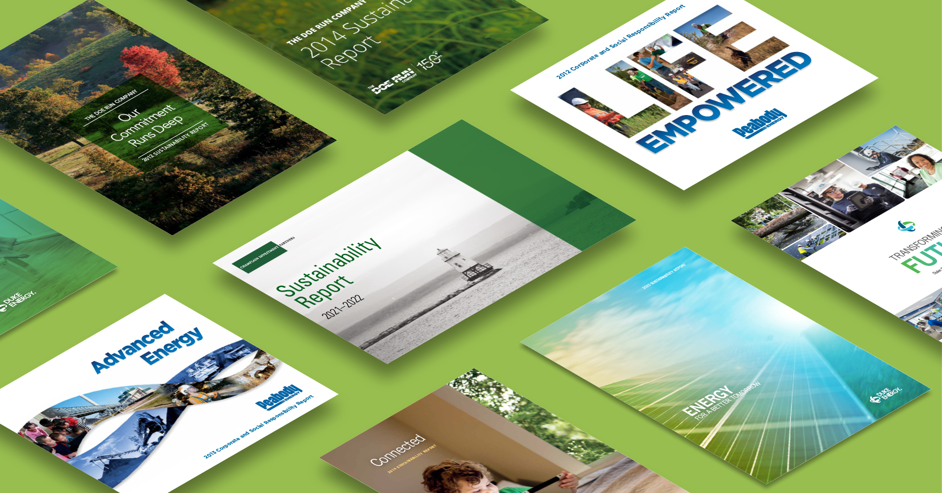 Sustainability report covers from reports by OBATA