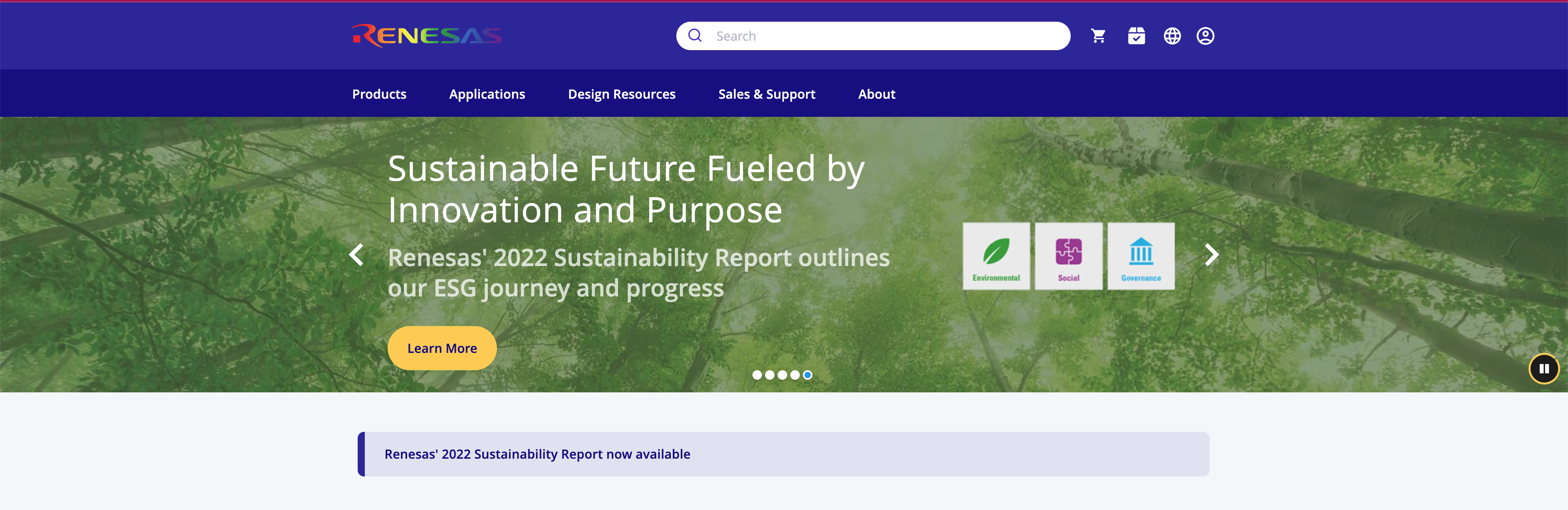 Renesas 2022 Sustainability Report promotional website banner