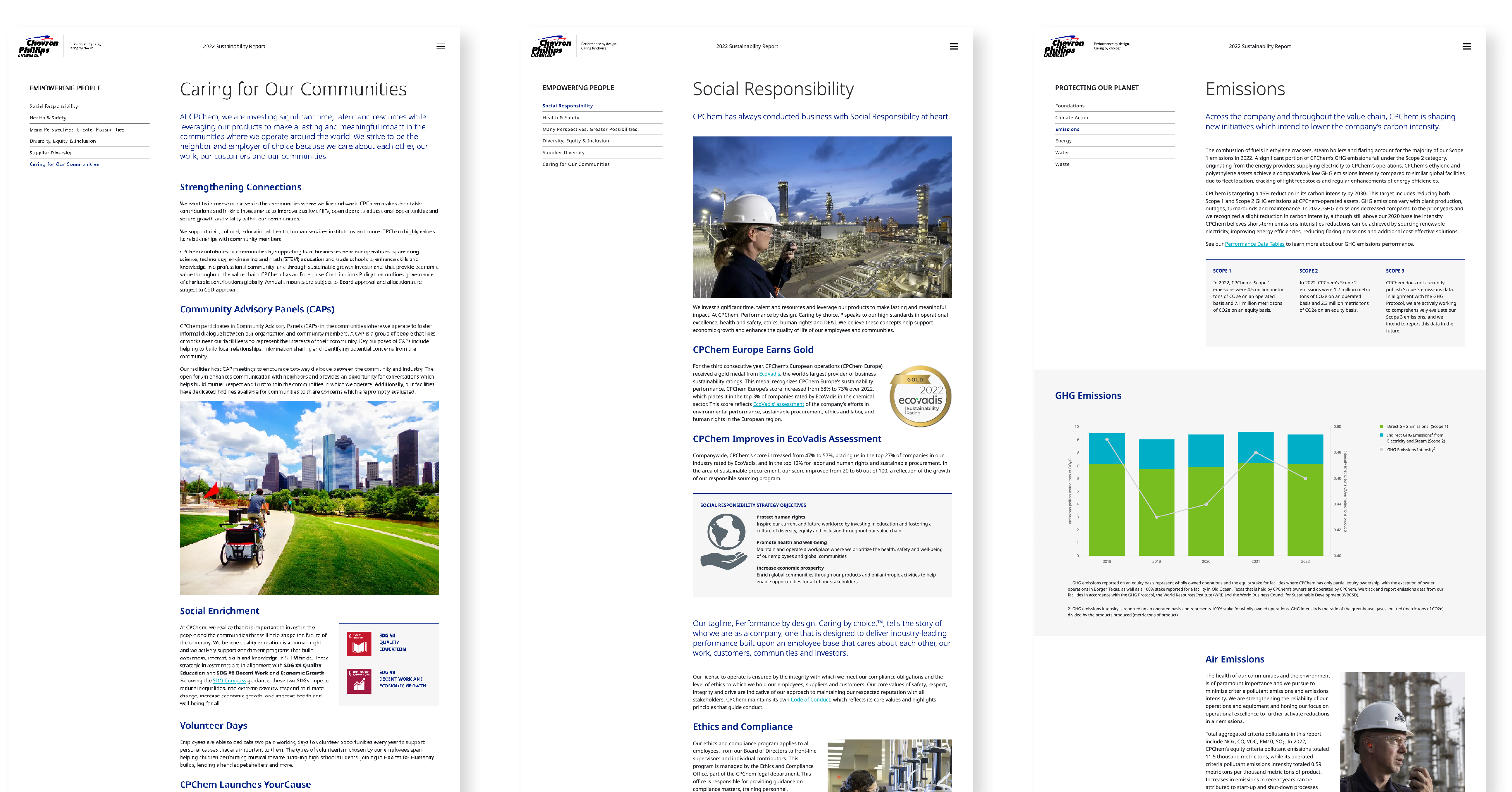 sustainability report webpage design examples