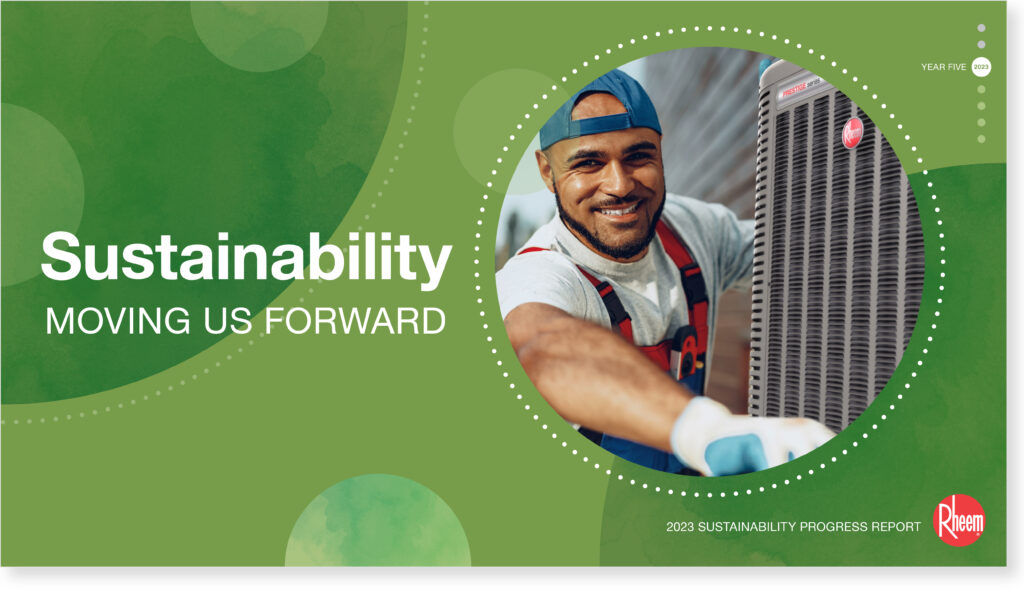 Rheem sustainability report cover design example