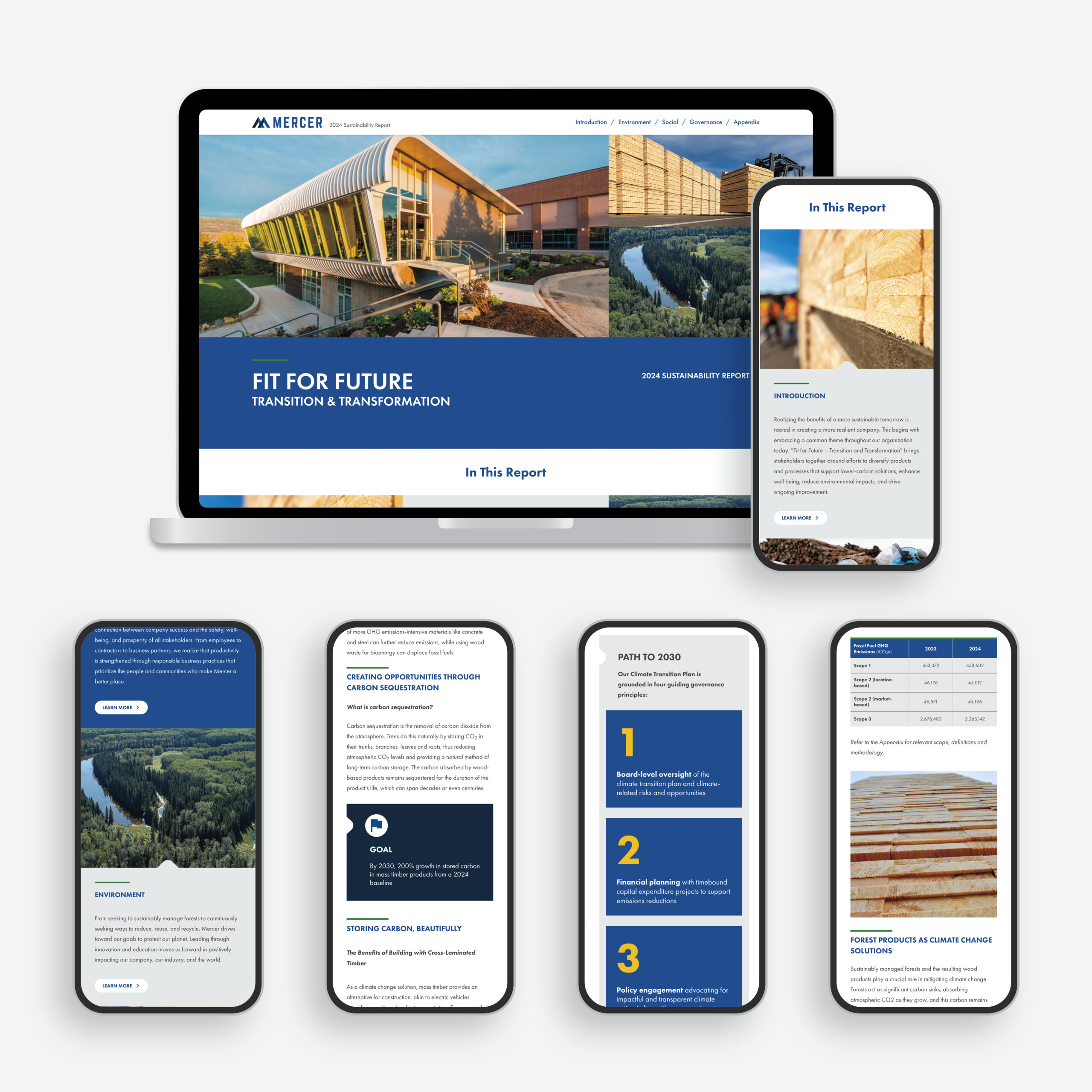 The Mercer sustainability report microsite features both desktop and mobile-friendly views to provide a more dynamic and interactive experience for ratings agencies and stakeholders.