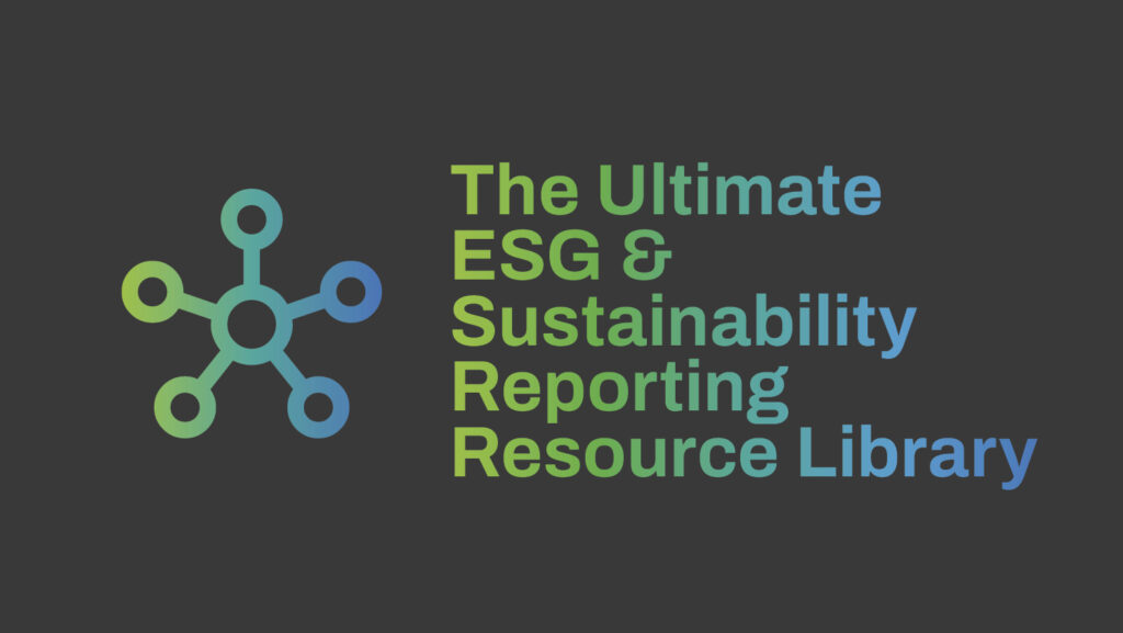 OBATA Resource Library graphic Graphic illustration for OBATA’s Ultimate ESG & Sustainability Reporting Resource Library — network icon and title representing connected sustainability and ESG reporting resources.
